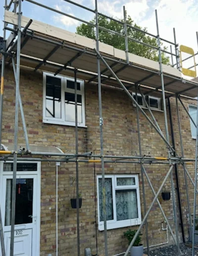 Scaffolding around a house in Cambridge (2)