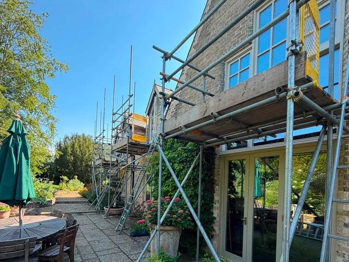 Scaffolding on a large property in Cambridge