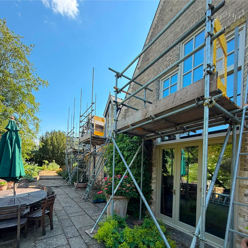 Scaffolding around a house in Cambridge (1)