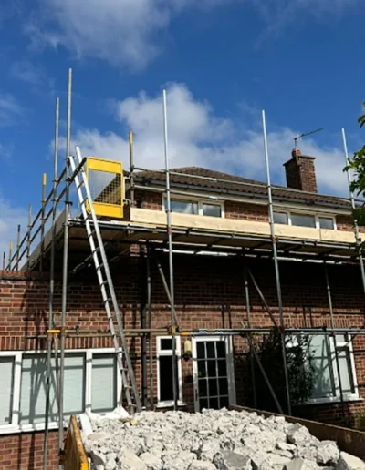 Scaffolding set up around a house in Cambridge-1